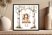 Watercolor Cute Girl on a Swing PNG, an Illustration by DreamCafeArt (Thumbnail 5 of 8)