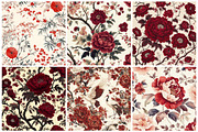 Red & White Chinoiserie Digital Pape, a Texture Graphic by CitraGraphics (Thumbnail 7 of 9)