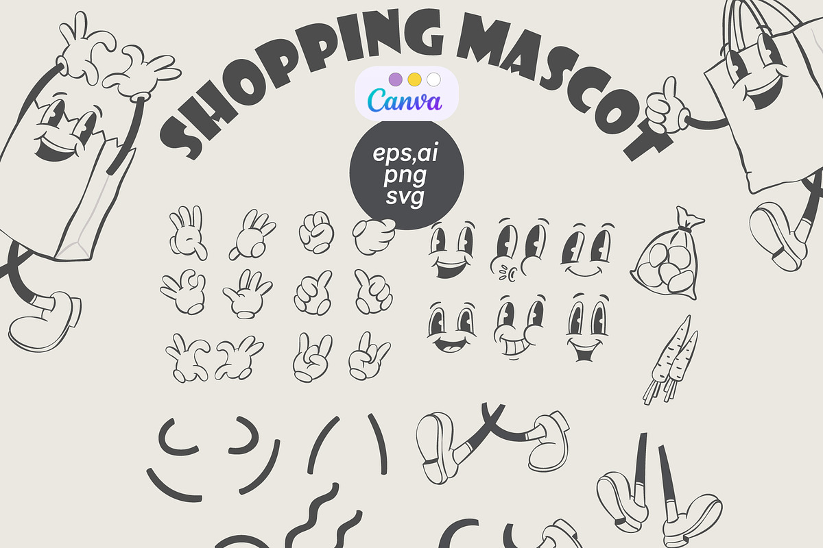 Retro Mascot Creator Kit, an Icon by Anastasiya Klempach (Photo 4 of 7)