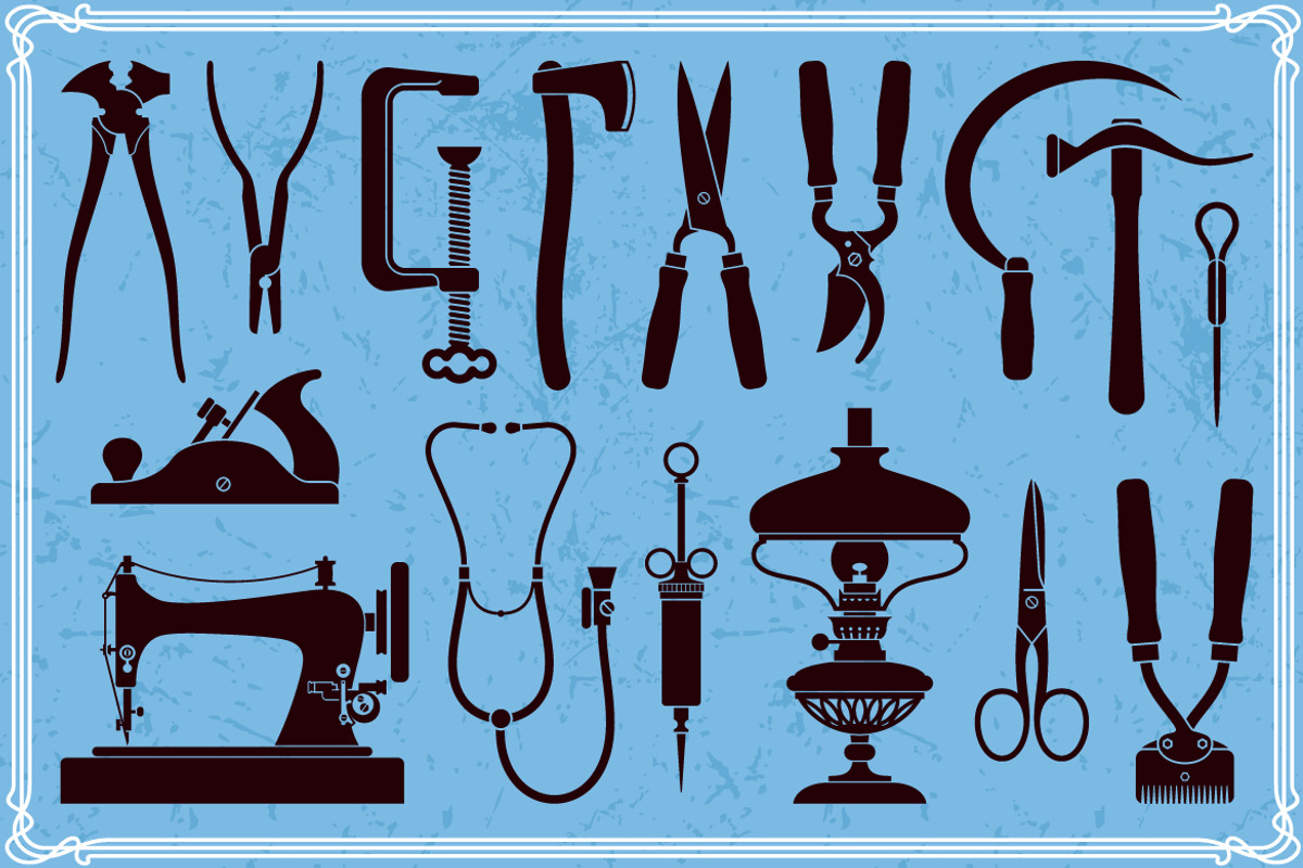 55 Vintage Retro Objects Vector preview 4
