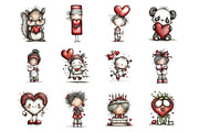 Funny Valentine Characters Clipart, an Illustration by Design Market (Thumbnail 3 of 3)