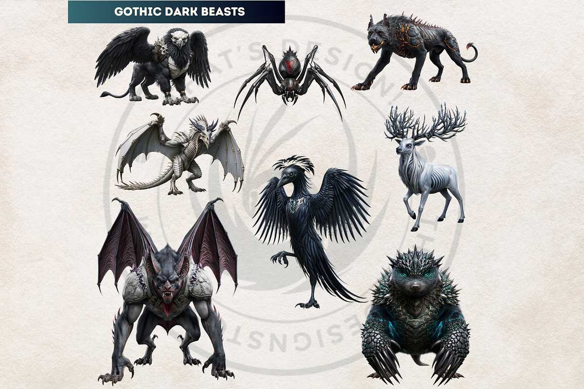 Crystal Beasts Fantasy Cliparts, a Decorative Illustration by ThatsDesignArt (Photo 10 of 14)