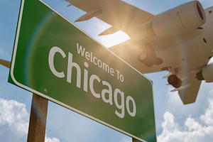 Welcome To Chicago Green Road Sign, a Transportation Photo by Andy Dean Photography