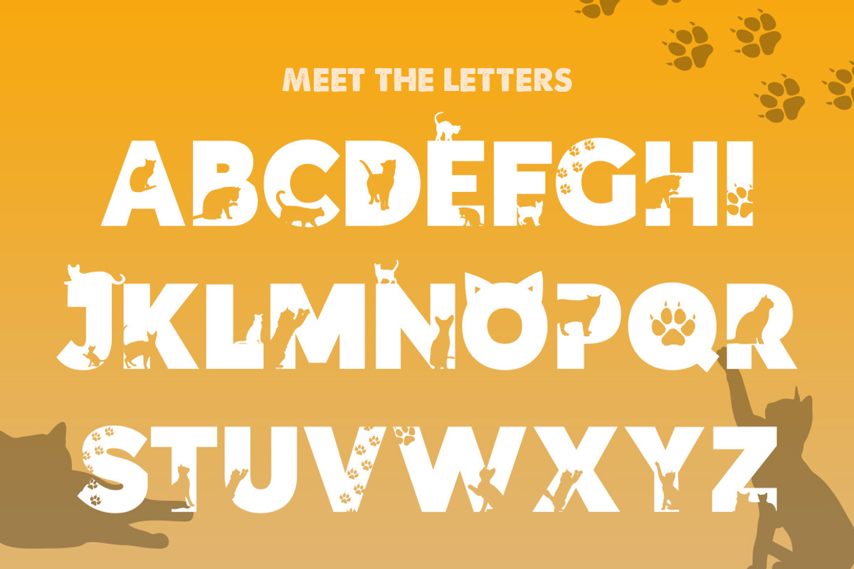 Kittens Silhouette Font preview 2