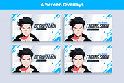 Blue theme anime guy stream overlay, a Design Template by Mhagi27 (Thumbnail 5 of 5)