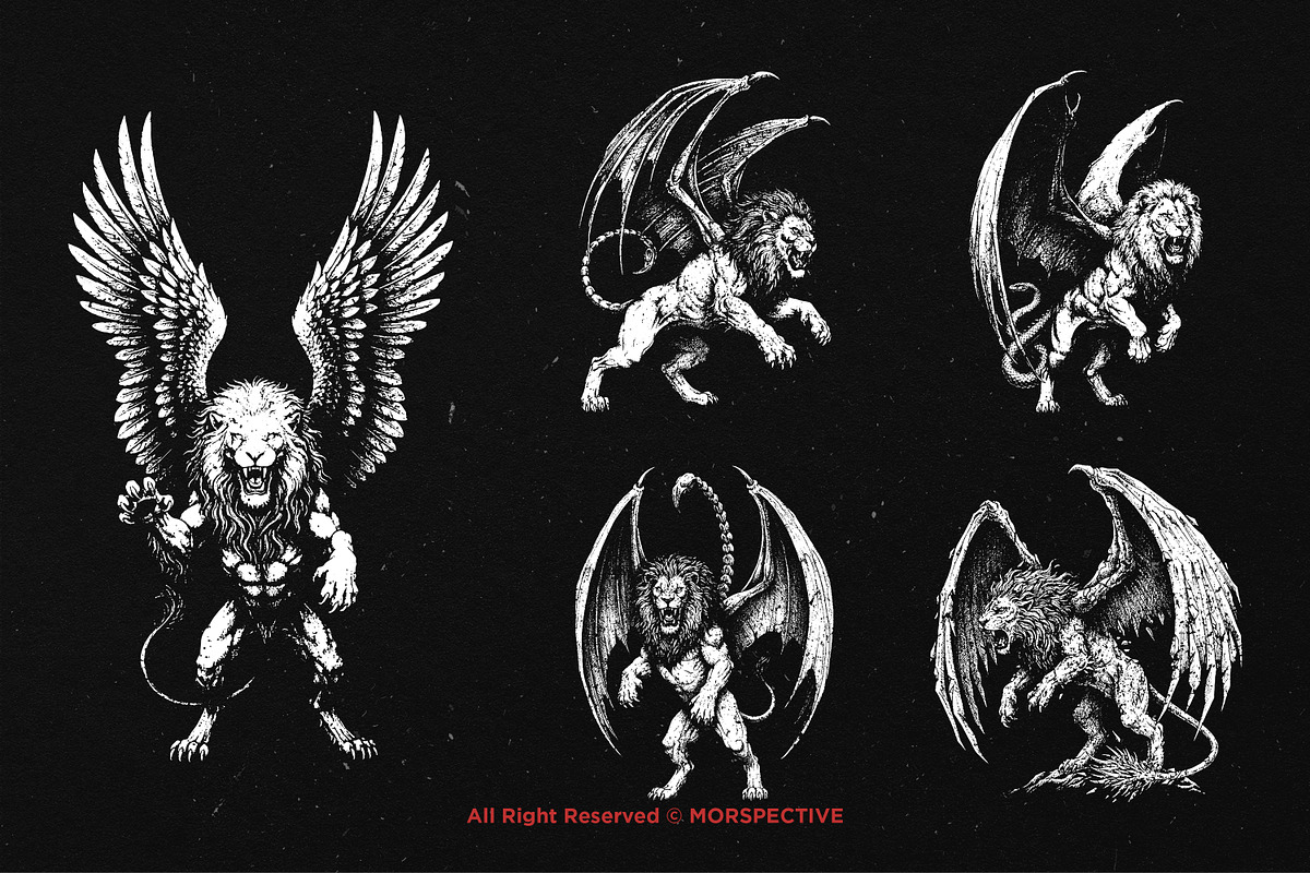 10 Bundle Dark Art Lion Wing Beast, an Illustration by Morspective (Photo 5 of 7)