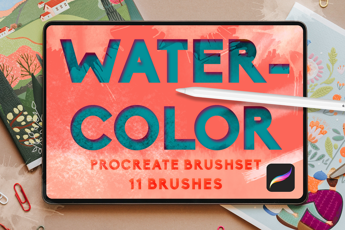 Watercolor Procreate Add Ons Brush, a Brush Add-On by InkCloudDesign (Photo 1 of 6)