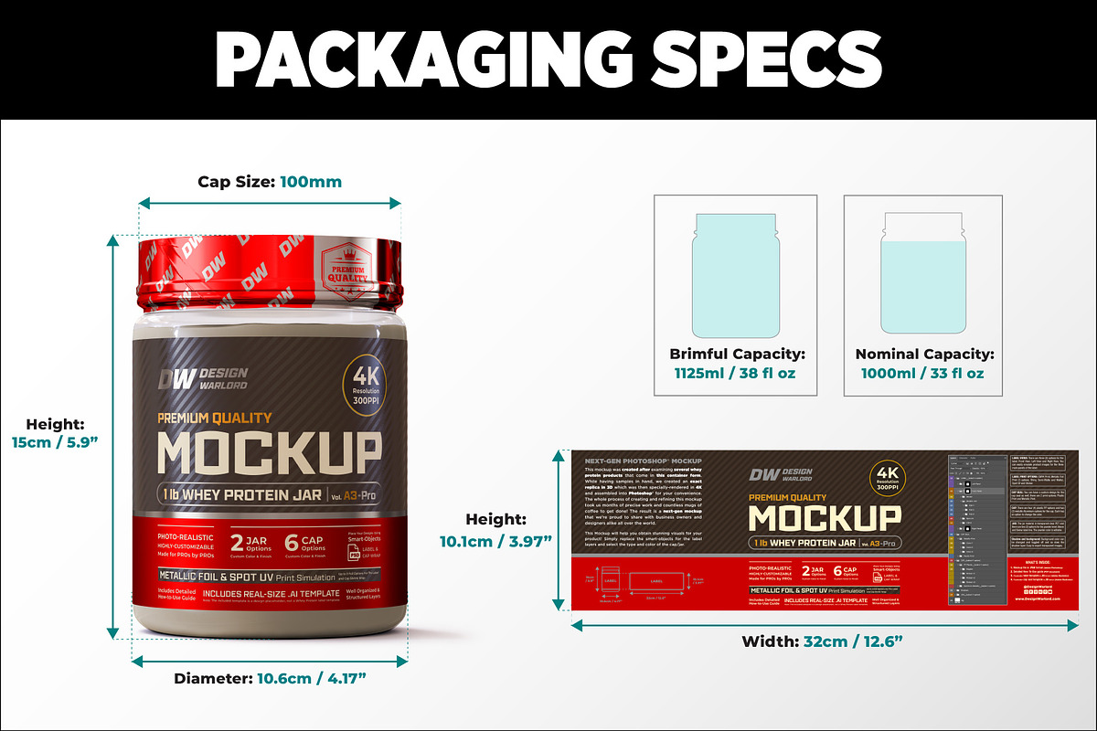 1lb Whey Protein Jar Mockup A3-Pro, a Packaging Mockup by Design Warlord (Photo 13 of 16)