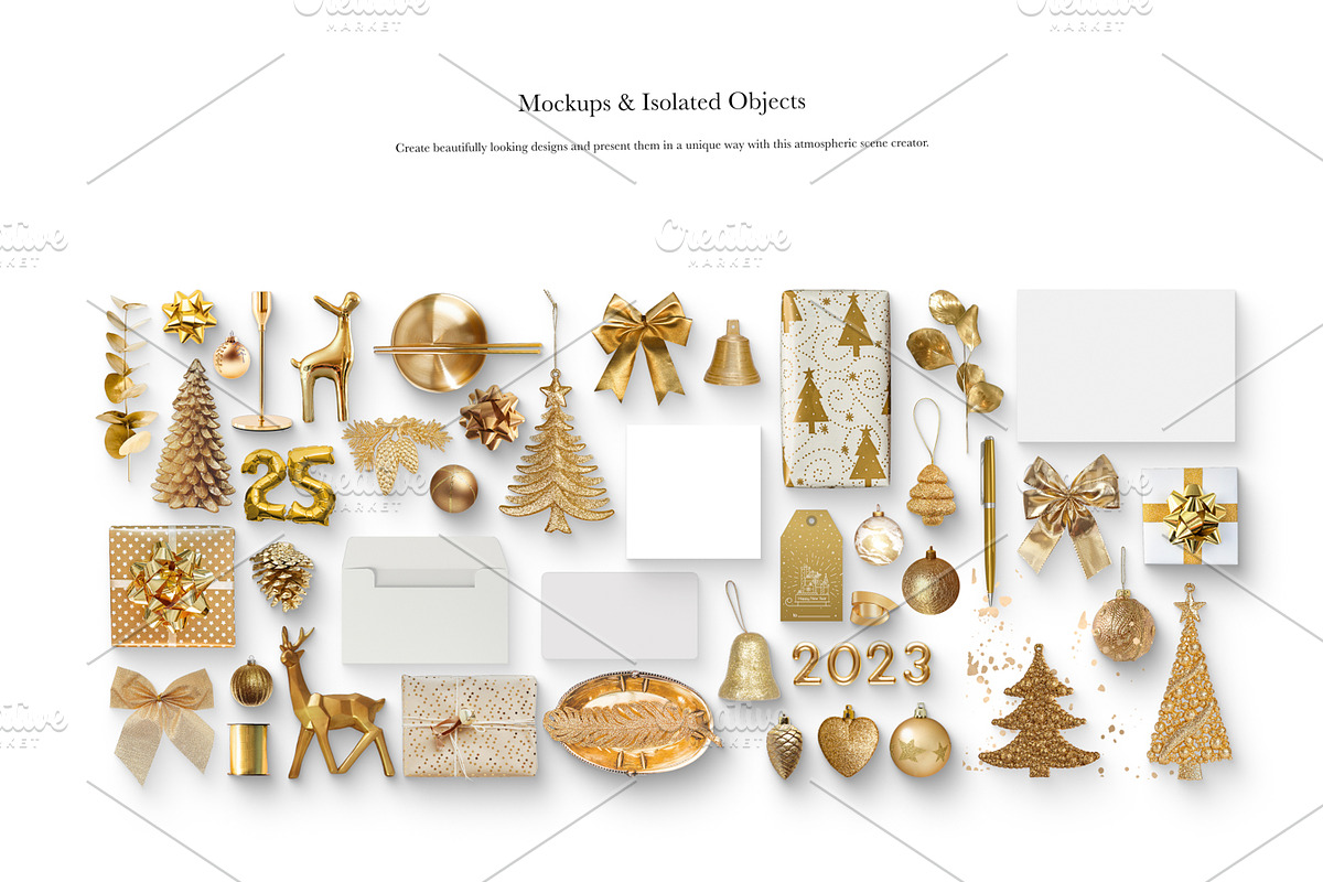 05_Golden Christmas Scene Creator, a Books & Magazine Mockup by Kzara Visual Concepts (Photo 2 of 7)