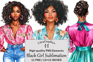 Black Girl Watercolor Sublimation, a Seasonal Illustration by CitraGraphics
