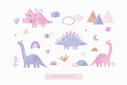 Watercolor little Dino girl, an Animal Illustration by Cute And Wild (Thumbnail 2 of 6)