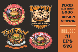 set of vintage food labels, a Branding & Logo Template by Billah Hub