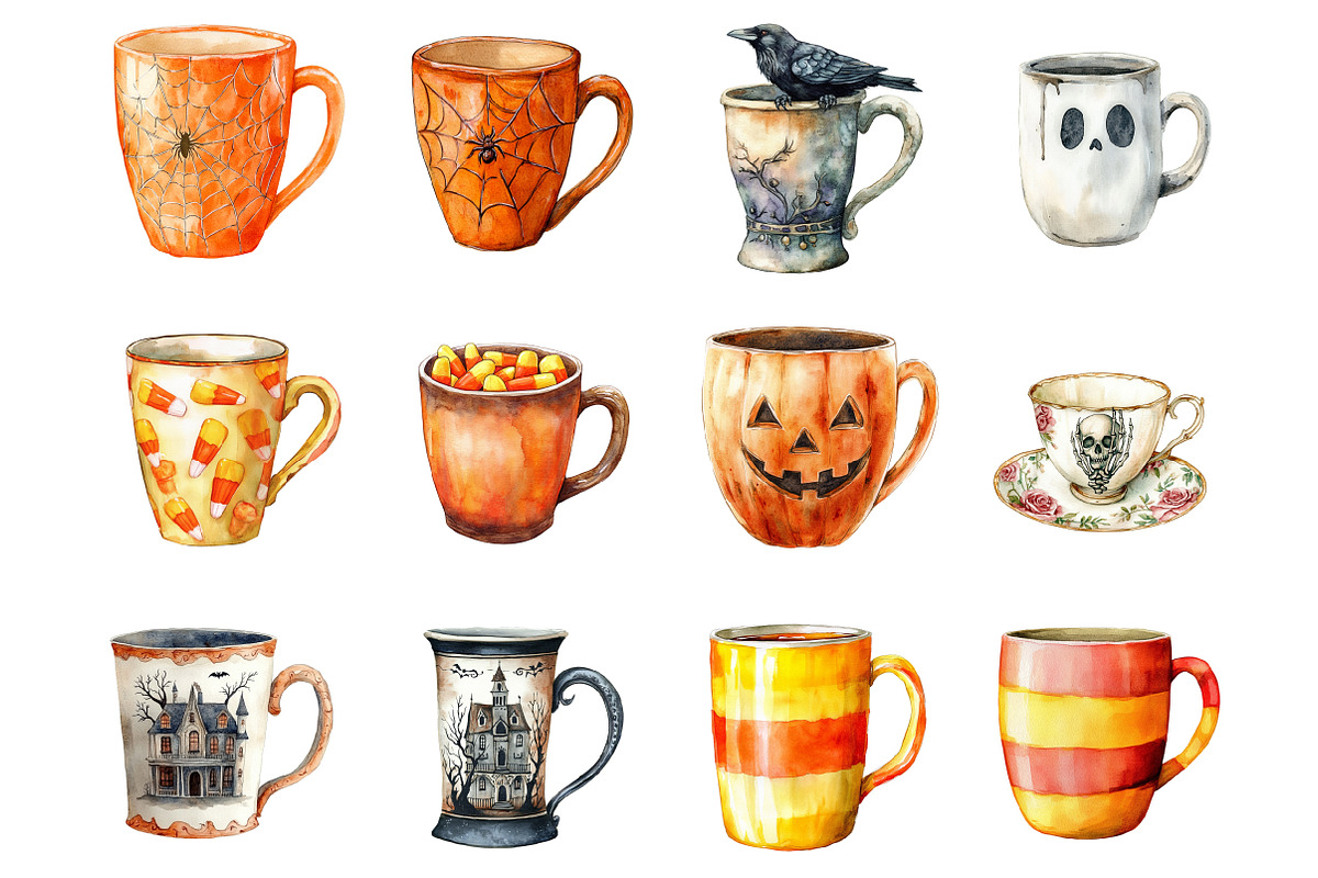 Vintage Halloween Mug Clipart, an Illustration by Design Market (Photo 2 of 3)
