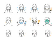 Skin and hair care icons, an Outline Icon by mayrum (Thumbnail 4 of 5)