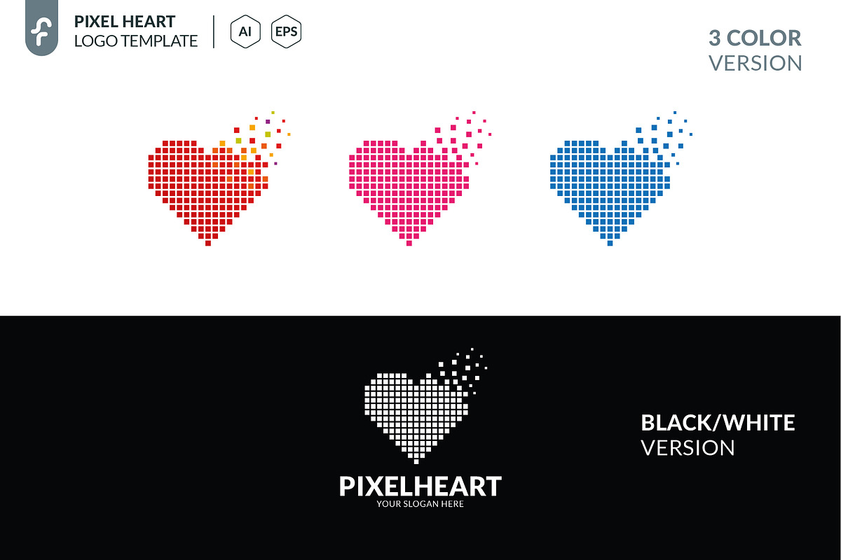 Pixel Heart Logo, a Branding & Logo Template by ft.studio