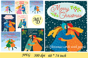 16 Christmas cards featuring people, a Card Template by Michiru13