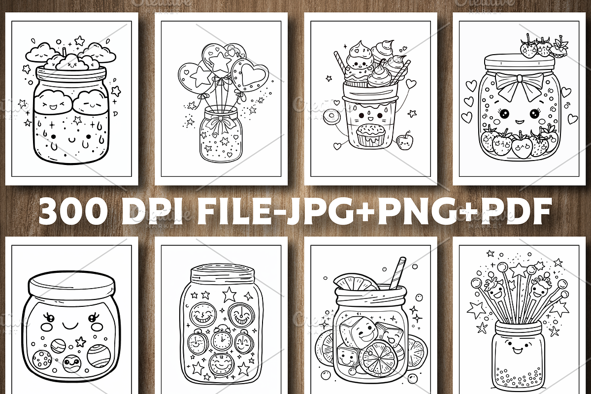 Cute Kawaii In A Jar Coloring Book, an Education Illustration by Design Station (Photo 4 of 5)