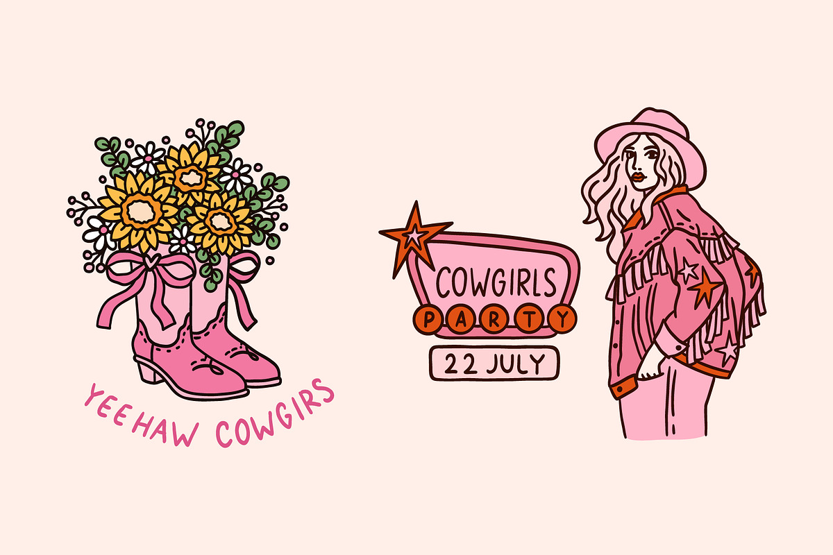 Cowgirl party clip art EPS, PNG, SVG, an Object Graphic by Viaireshop (Photo 3 of 9)