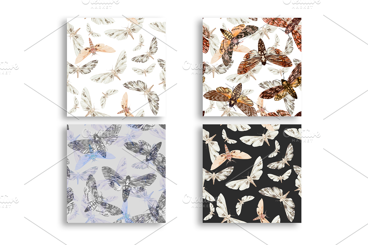 Night Moth. Watercolor Patterns, a Pattern Graphic by NKTKNS (Photo 3 of 7)