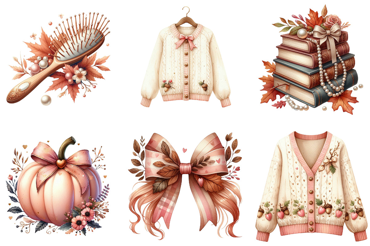 Cute Coquette Autumn Clipart, an Illustration by DreamArtGraphic (Photo 4 of 7)