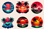 Sunset Sticker Clipart Bundle, an Illustration by Designworld (Thumbnail 2 of 6)