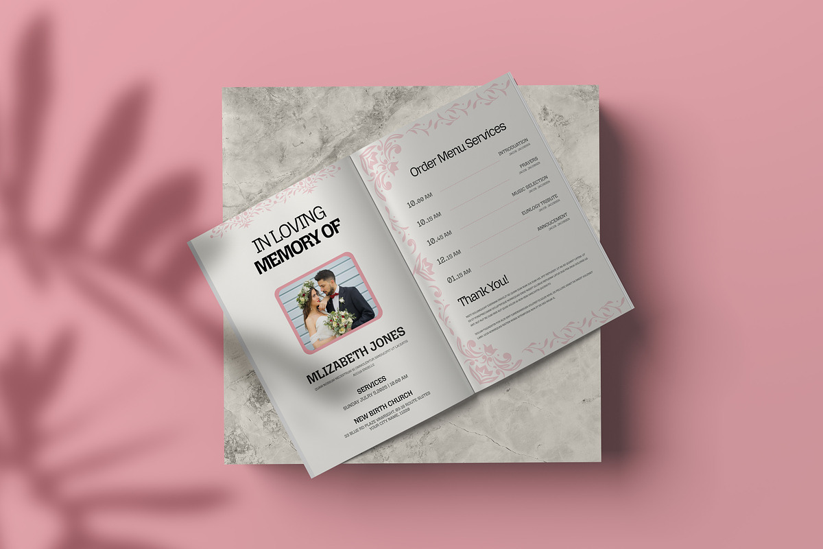 Heaven Dove Funeral Program Template, an Invitation Template by Creatiya Type (Photo 5 of 6)