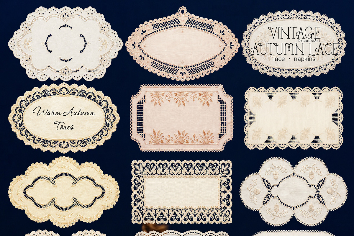 Vintage Autumn Lace Collection PNG, an Object Graphic by DreamoraArt (Photo 7 of 8)