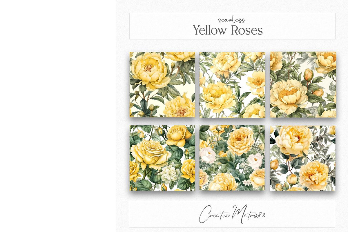 Watercolor Yellow Roses Paper, a Texture Graphic by Creative Matrix82 (Photo 4 of 5)