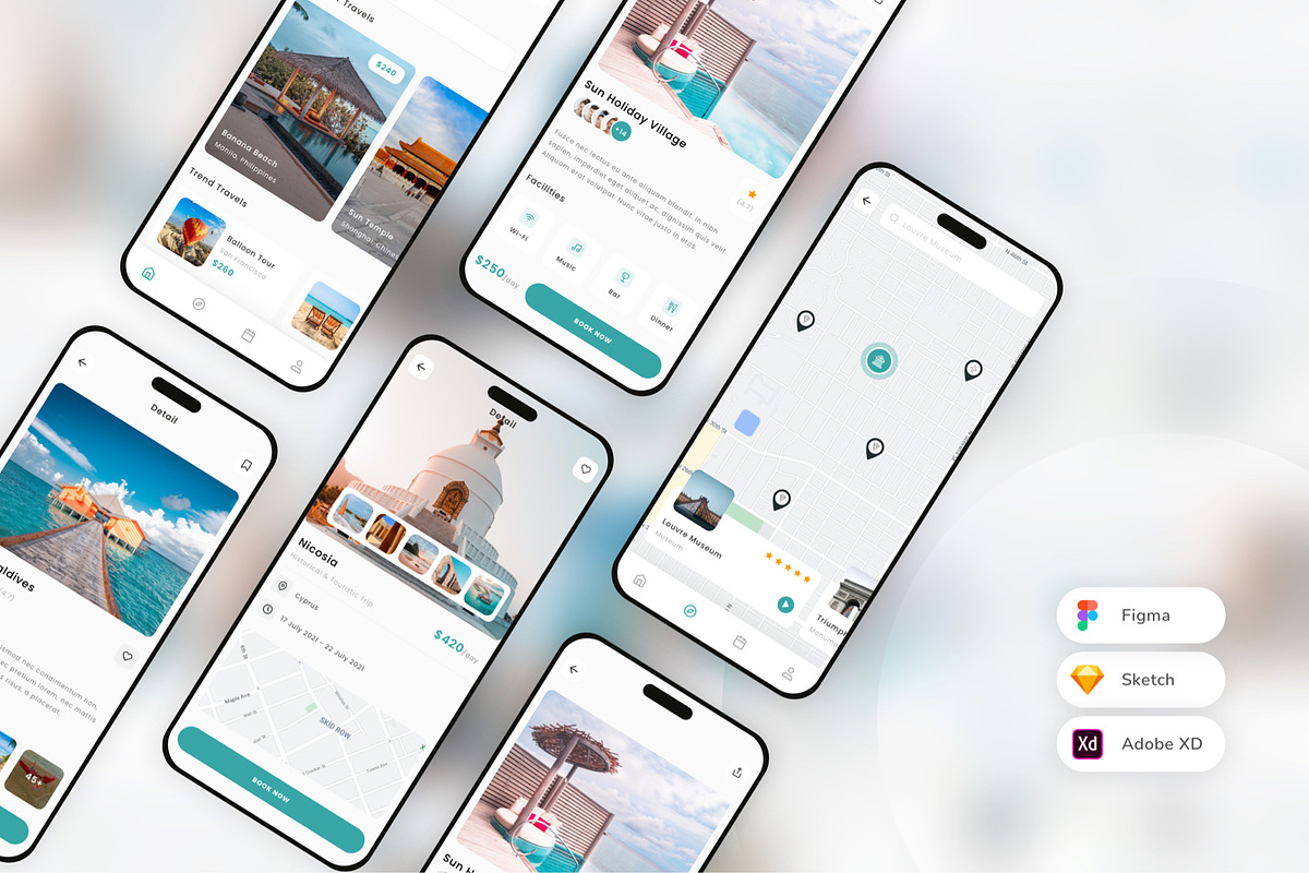 Travel Service Mobile App UI Kit, an UI Kit Template by uicube