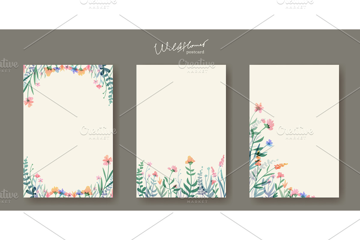 Watercolor wildflower postcards set, an Object Illustration by art PVP - market