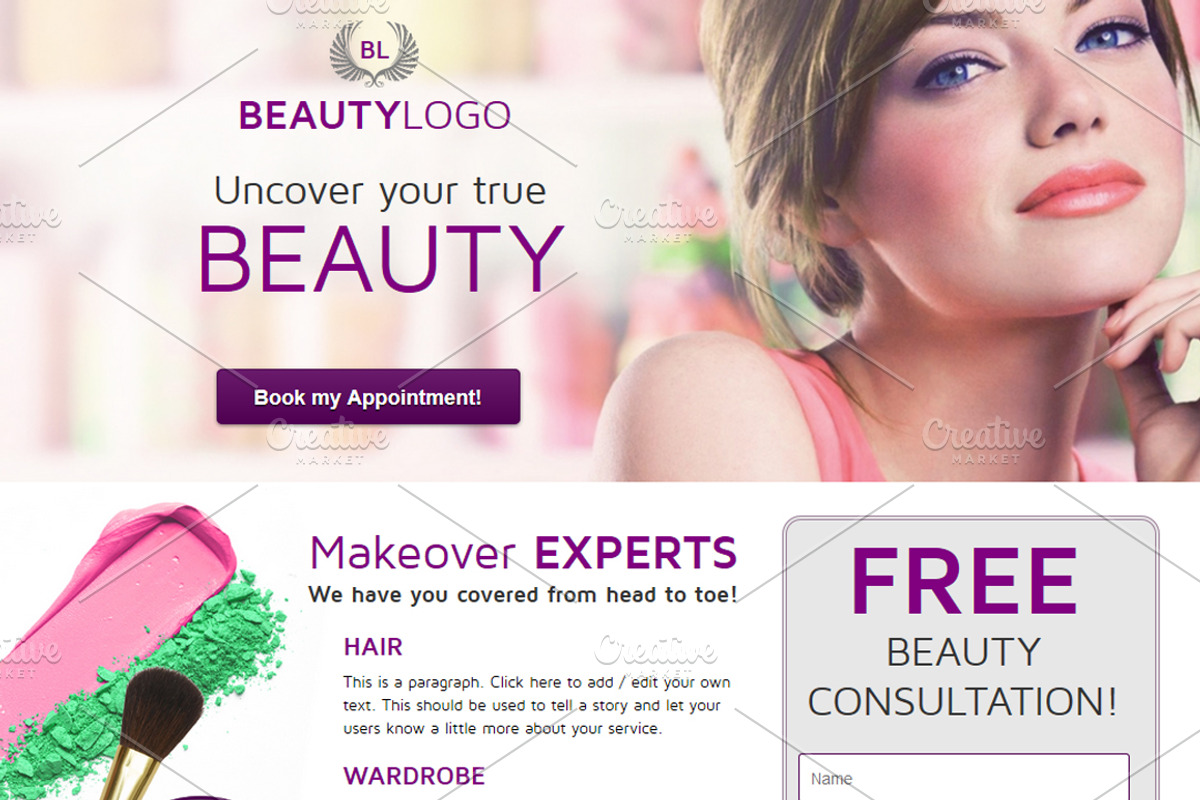 Beauty Landing Page, a Landing Page Template by SkyvaraSupply (Photo 1 of 3)