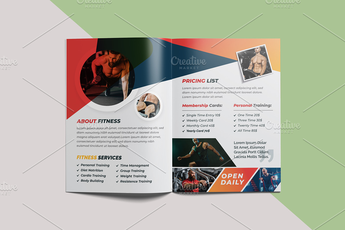 Fitness Bifold Brochure Template, a Brochure Template by Cristal Pioneer (Photo 3 of 4)