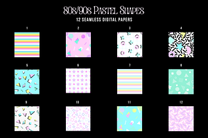 80s & 90s Pastel Shapes Patterns