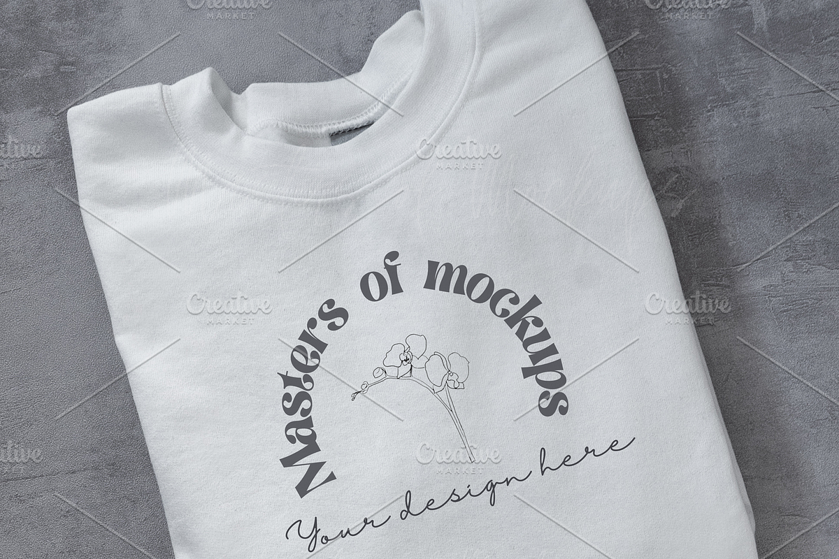 Gildan White Sweater Flat Lay, a Hoody Mockup by Masters of Instagram (Photo 1 of 2)