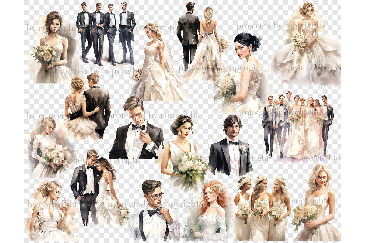 Bride and Groom Clipart, a Person Illustration by GlamArtZhanna (Photo 4 of 5)
