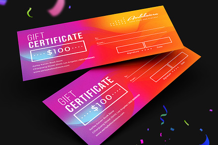 Colorful Gift Certificate, a Business Card Template by Aarley Kaiven