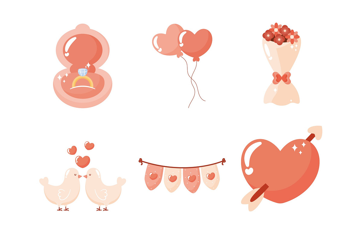 Wedding And Love Illustration Set preview 3