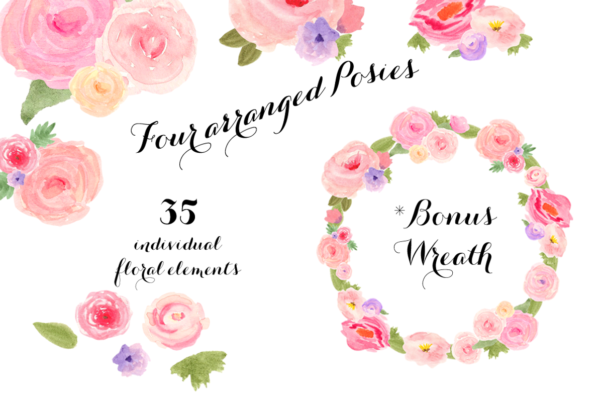 Watercolor Spring Flowers Clip Art, an Illustration by Emerald & Ivy Studios (Photo 2 of 4)