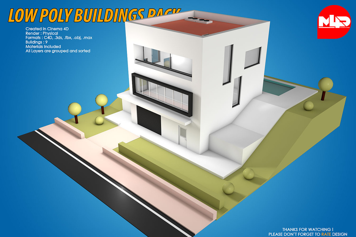 Low Poly Buildings Pack, an Architecture 3D Model by multimedia4ds (Photo 6 of 10)
