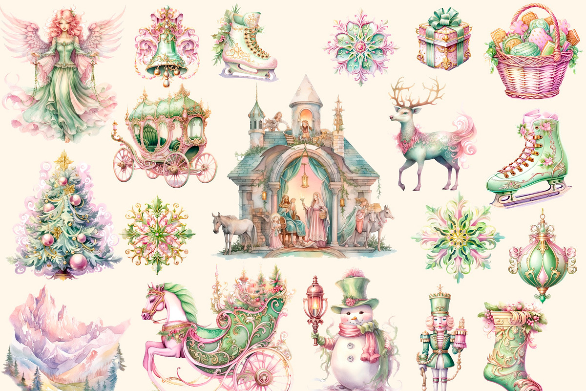 Big christmas  watercolour clipart, a Decorative Illustration by Hello My Print (Photo 9 of 11)
