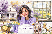 Countryside Lavender Clipart, an Illustration by NadiaTheronArt (Thumbnail 1 of 4)