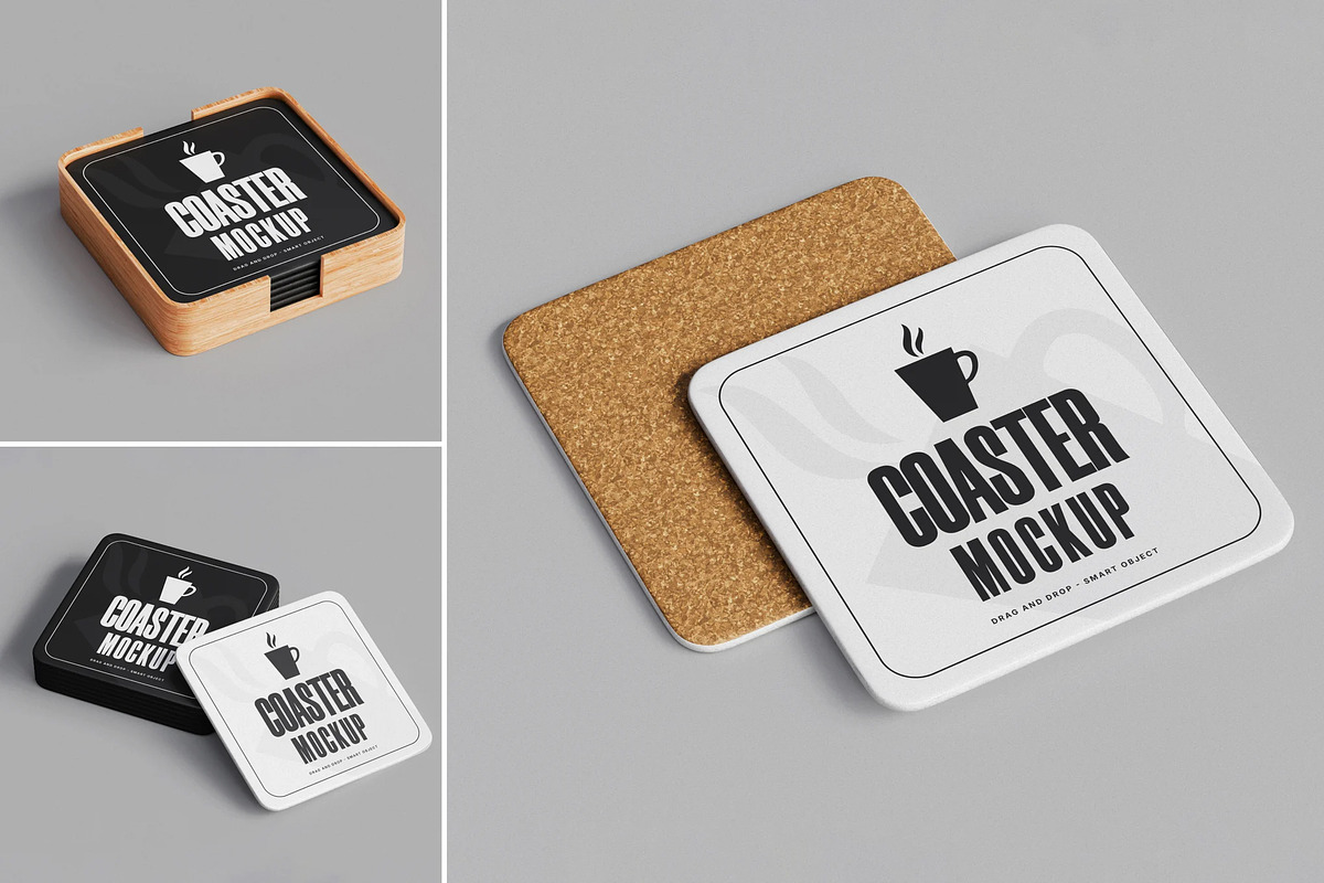 Square Coaster Mockup, a Household Mockup by Brand Earth (Photo 1 of 4)