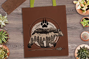 Bear & nature double exposure tattoo, an Animal Illustration by Live line (Thumbnail 5 of 5)