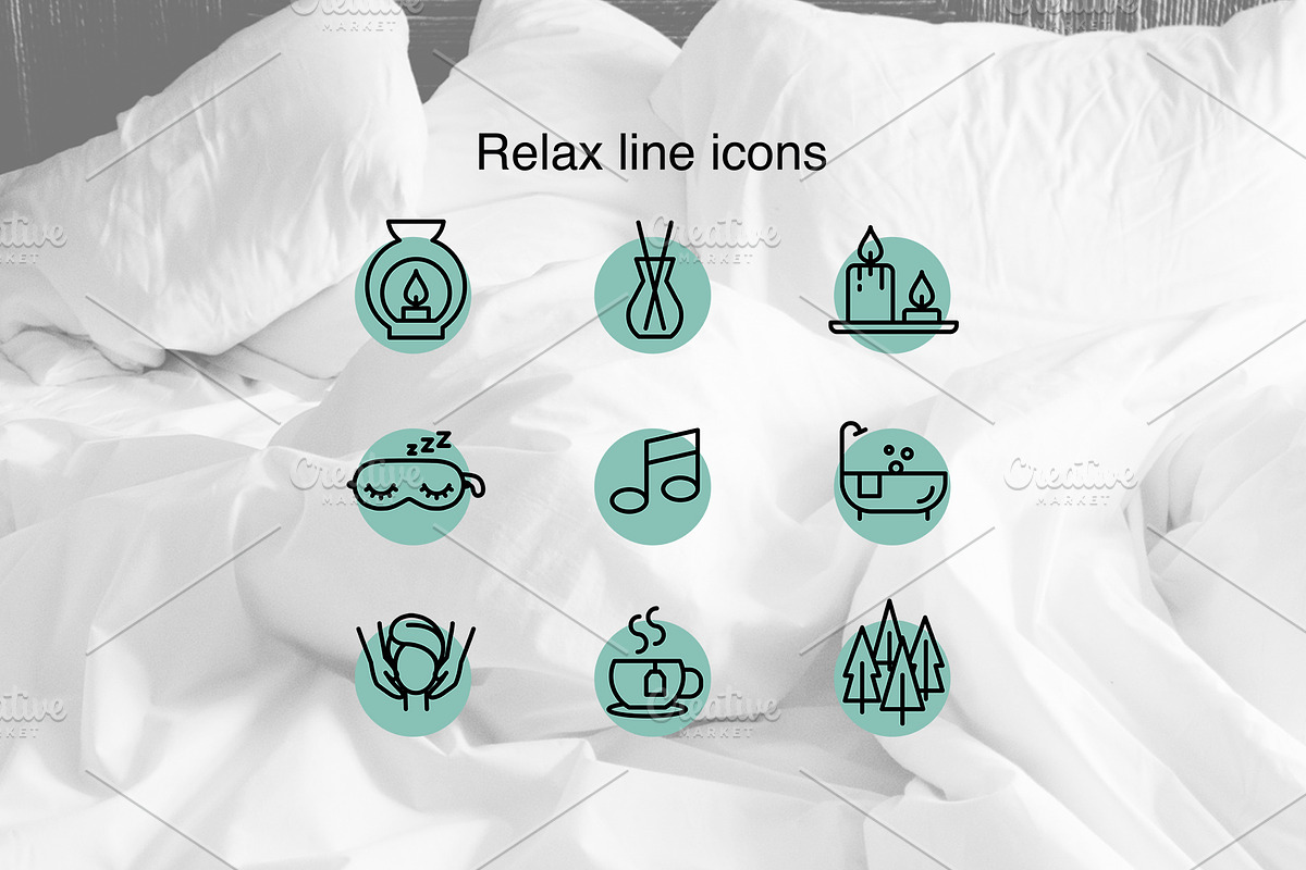 Relax line icons, an Outline Icon by Lyolya Profitrolya (Photo 1 of 2)