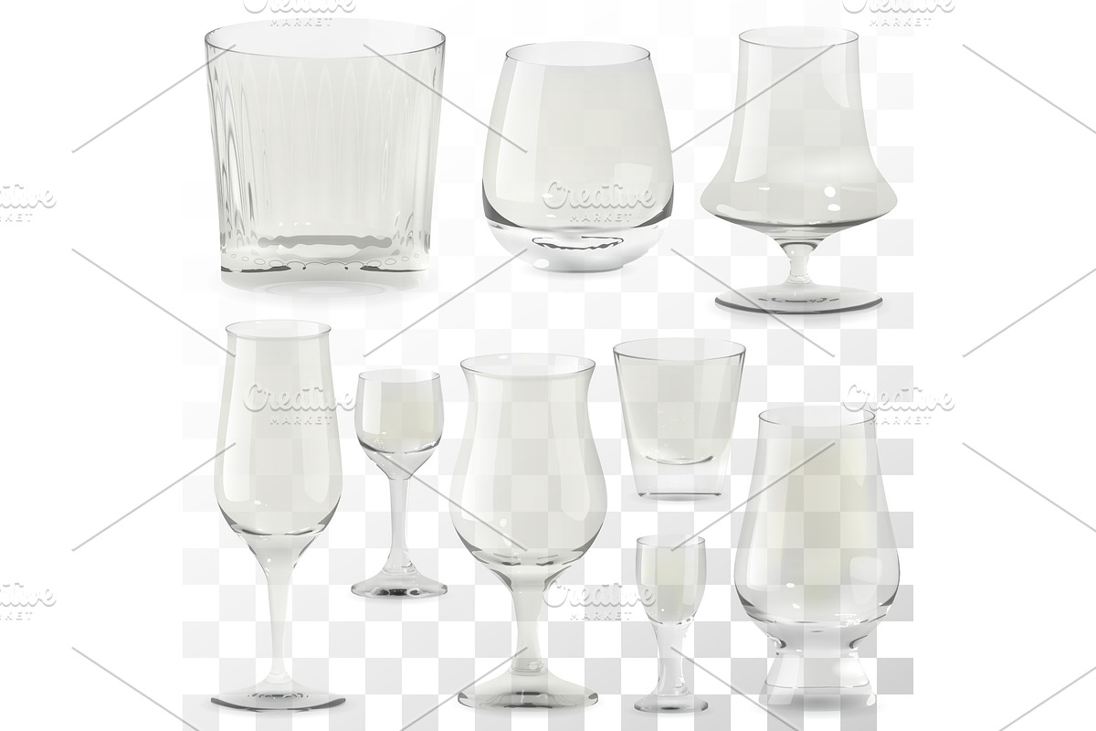 Set of realistic whiskey glasses, an Object Graphic by Flying tambourine