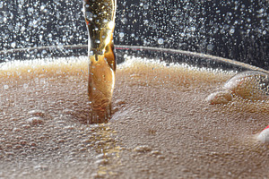 Macro of glass cup filled with refreshing drink dark background, a Food & Drink Photo by Davizro's Market