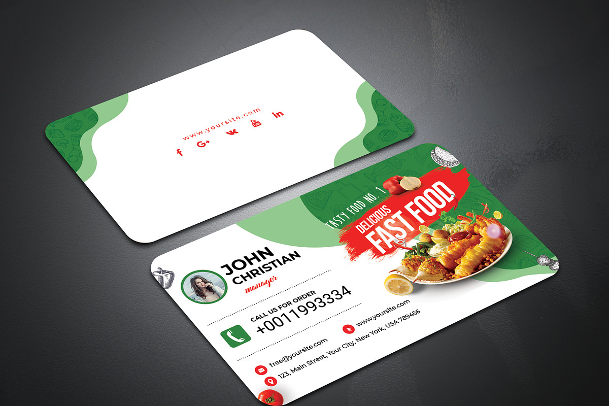 Restaurant Business Card Template, a Business Card Template by GreenPixi (Photo 2 of 3)
