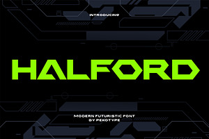 Halford – Futuristic Geometric Font, a Font by Pekotype