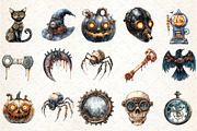 Watercolor Steampunk Halloween Clipa, an Illustration by Rose Art (Thumbnail 3 of 4)
