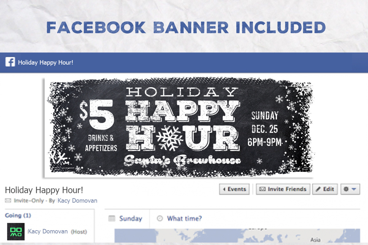 Chalk Holiday Happy Hour Flyer, a Flyer Template by SkyvaraSupply (Photo 2 of 2)